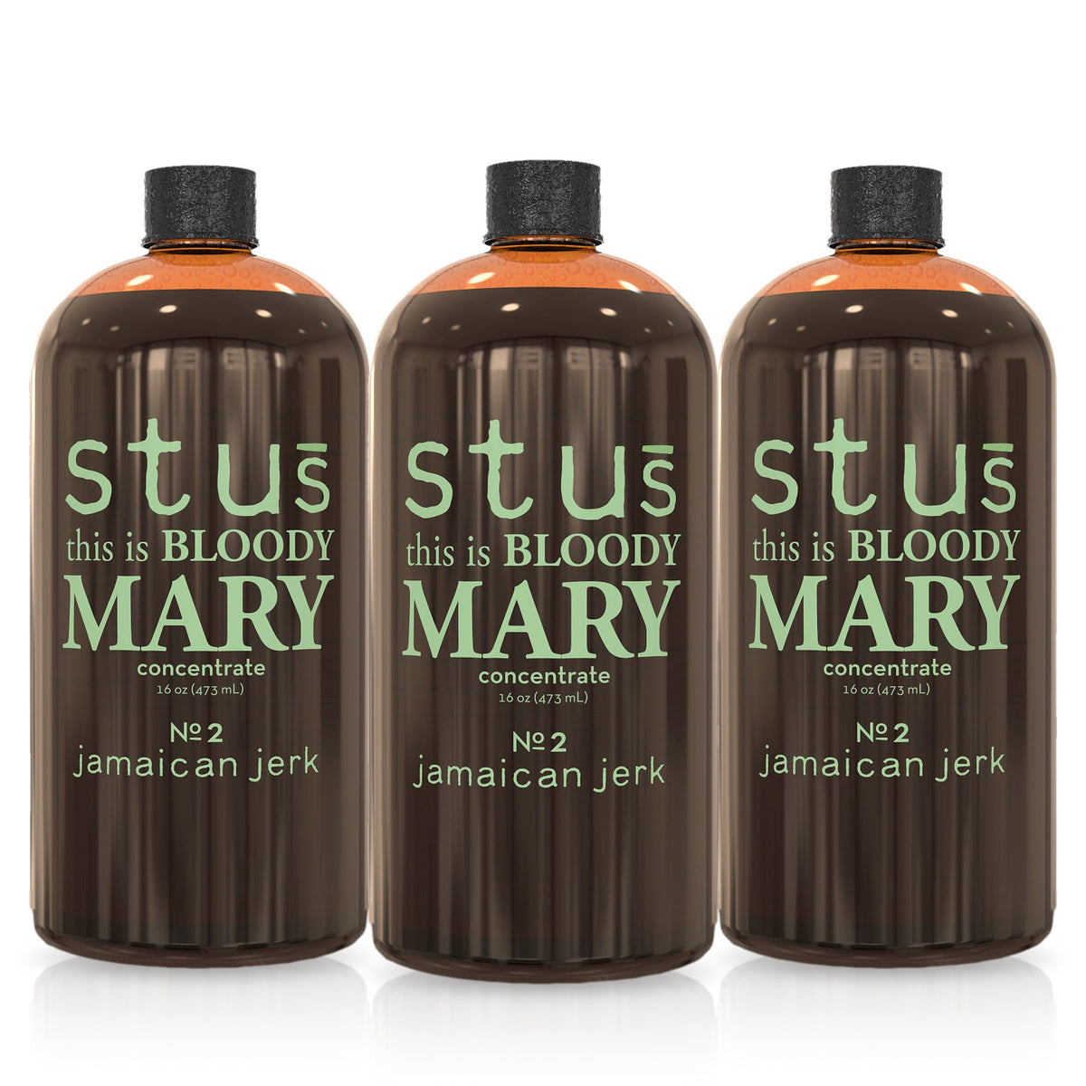 Stu's Jamaican Jerk No. 2 Bloody Mary seasoning 3-pack, three 16 oz bottles